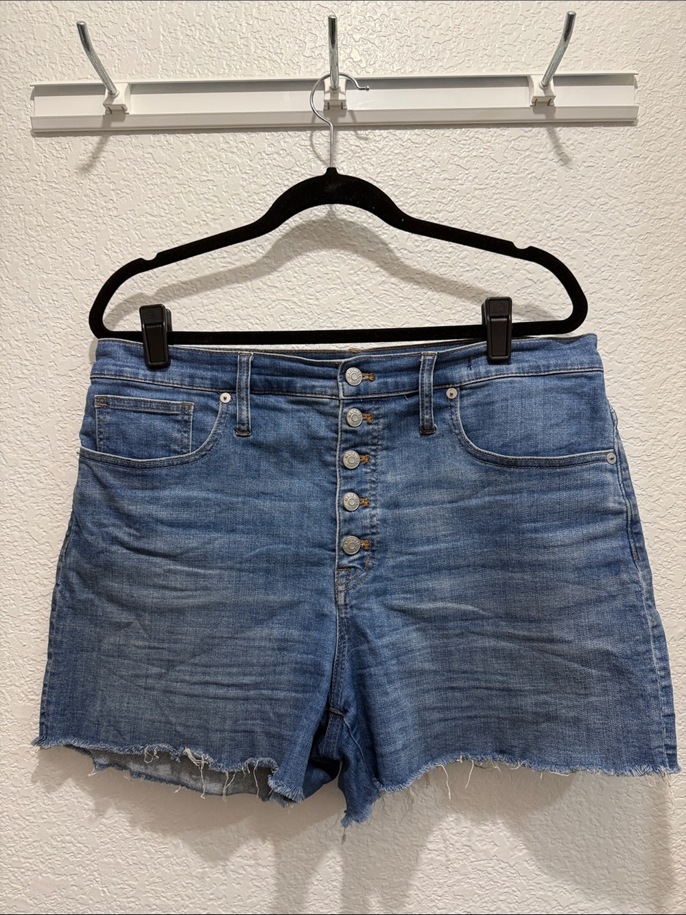 Madewell Light Blue High-Rise Button-Fly Denim Shorts